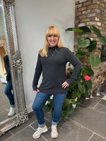 Charcoal Ribbed Flute Neck Top Charlotte